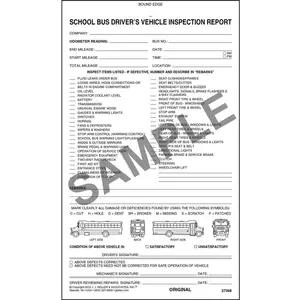 Detailed Driver's Vehicle Inspection Report - School Bus, Book Format - Stock