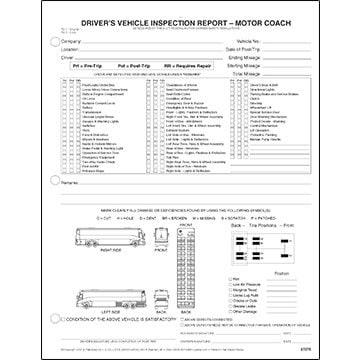 Detailed Driver's Vehicle Inspection Report - Motor Coach, Snap-Out Format - Stock