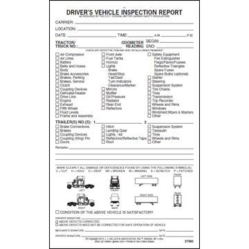 Detailed Driver's Vehicle Inspection Report - Tractor-Trailer, Book Format - Personalized
