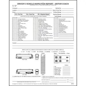 Detailed Driver's Vehicle Inspection Report - Motor Coach, Snap-Out Format - Personalized