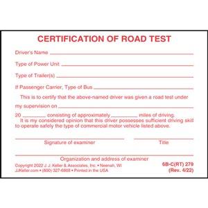 Certification of Written Examination and Road Test - Pocket Cards