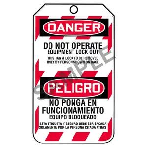 Bilingual Lockout/Tagout Tag - Do Not Operate Equipment Lock Out