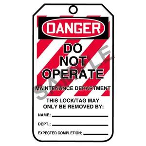 Lockout/Tagout Tag - Danger Do Not Operate Maintenance Department