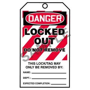 STOPOUT® Tags By-The-Roll - Danger Locked Out Do Not Remove - Roll of 100 Tags