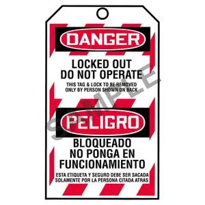 STOPOUT® Bilingual Tags By-The-Roll - Danger Locked Out Do Not Operate
