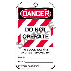 Lockout/Tagout Tag - Do Not Operate (Text in White Box)
