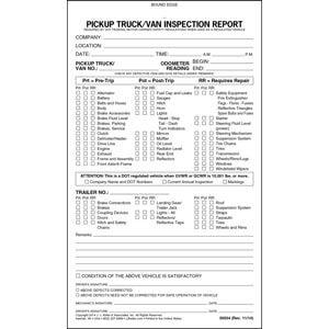 Pickup Truck/Van Inspection Report - Stock