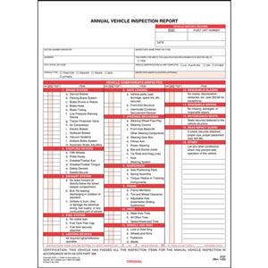 Annual Vehicle Inspection Report, 2-Ply, Carbonless - Stock