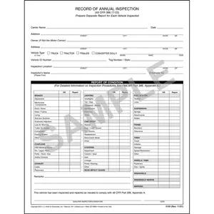 Record of Annual Inspection - Stock