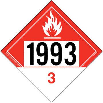 1993 Placard - Class 3 Combustible Liquid
