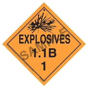 Division 1.1B Explosives Placard - Worded