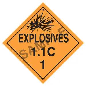 Division 1.1C Explosives Placard - Worded