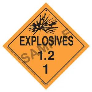 Division 1.2 Explosives Placard - Worded