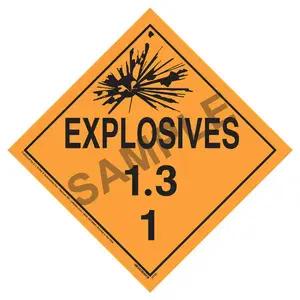 Division 1.3 Explosives Placard - Worded