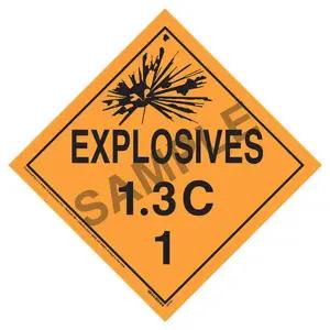Division 1.3C Explosives Placard - Worded