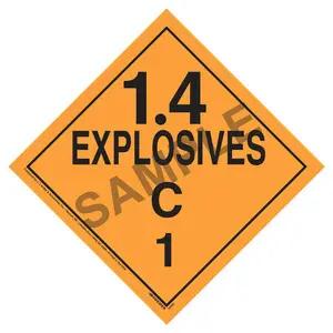 Division 1.4C Explosives Placard - Worded