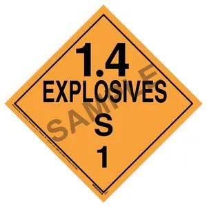 Division 1.4S Explosives Placard - Worded