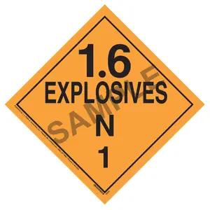 Division 1.6N Explosives Placard - Worded