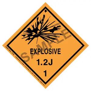 Explosives Label - Class 1, Division 1.2J - Paper