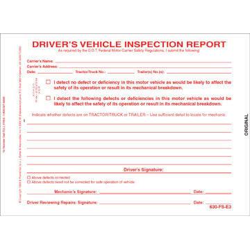 Simplified Driver's Vehicle Inspection Report, 3-Ply, Carbonless, Snap-Out Format - Stock