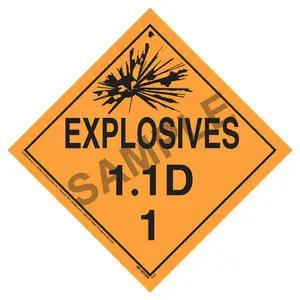 Division 1.1D Explosives Placard - Worded