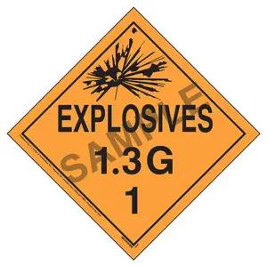 Division 1.3G Explosives Placard - Worded