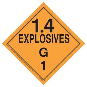 Division 1.4G Explosives Placard - Worded