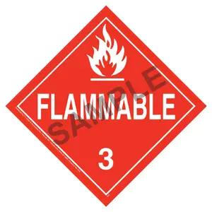 Class 3 Flammable Liquid Placard - Worded