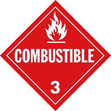 Class 3 Combustible Placard - Worded
