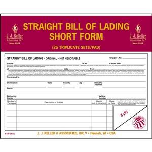 Straight Bill Of Lading - Short Form - Retail Packaging