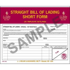 Straight Bill Of Lading - Short Form - Retail Packaging