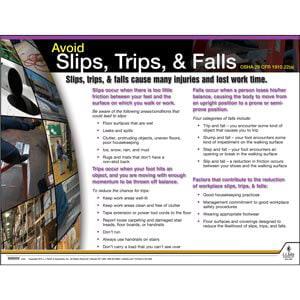 Slips Trips Falls Instructional Chart