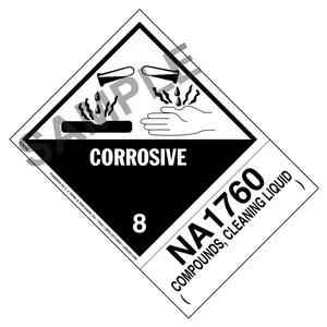 Numbered Panel Proper Shipping Name Labels - Class 8 - Corrosive, NA 1760, Compounds, Cleaning Liquid