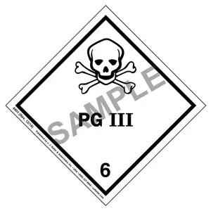 Class 6 Packing Group III Labels