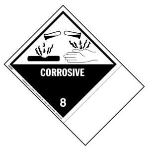 Class 8 Corrosive Labels - Blank Shipping Name Panel