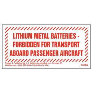 Lithium Metal Batteries Forbidden Marking