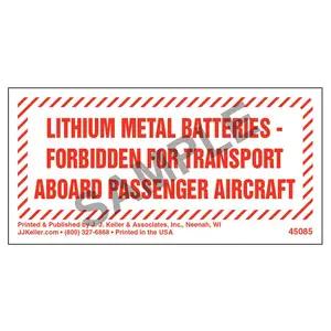 Lithium Metal Batteries Forbidden Marking
