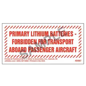 Primary Lithium Batteries Forbidden Marking