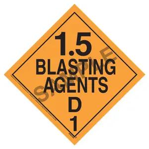 Division 1.5D Explosives Placard - Worded
