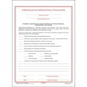 Forklift Safety for Construction - Certificate of Operational Evaluation for Construction Lift Truck
