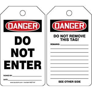 Danger: Do Not Enter - OSHA Safety Tag