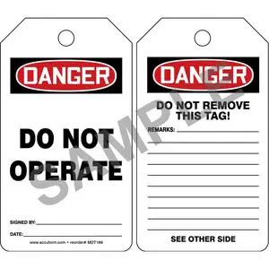 Danger: Do Not Operate - OSHA Safety Tag