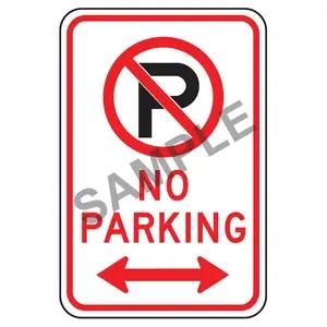No Parking Sign with Icon & Arrow