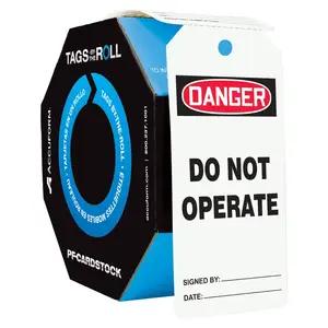 Danger: Do Not Operate - OSHA Safety Tag: Tags By-The-Roll