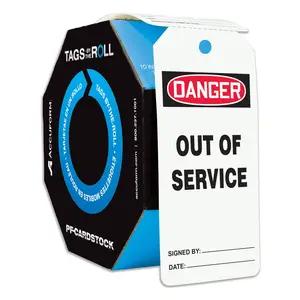 Danger: Out Of Service - OSHA Safety Tag: Tags By-The-Roll