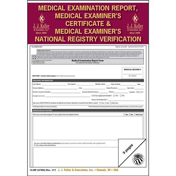 Medical Examination Report, Certificate, & National Registry Verification – Retail Packaging
