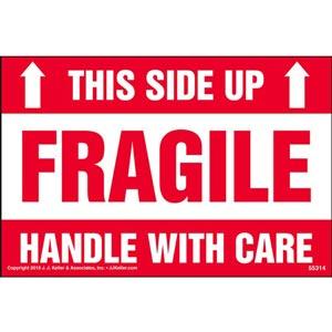 Fragile: This Side Up, Handle With Care Shipping Label