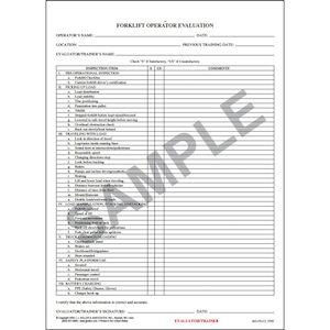 Forklift Operator Evaluation Form - English