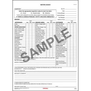 New York Motor Coach Driver's Vehicle Inspection Report, Large Book Format - Stock
