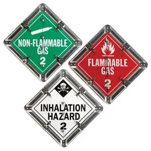 Aluminum Flip Placard - 3 Legend, Worded, Class 2, Division 2.1, 2.2, 2.3